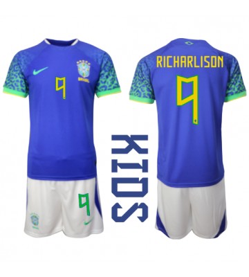 Brasilien Richarlison #9 Replika Babytøj Udebanesæt Børn VM 2022 Kortærmet (+ Korte bukser)